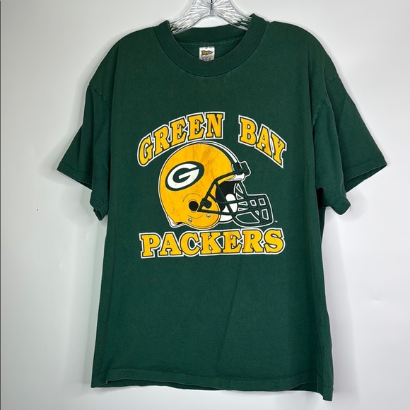 Vintage Trench Green Bay Packers Big Graphic Tshirt Size XL - Picture 1 of 9